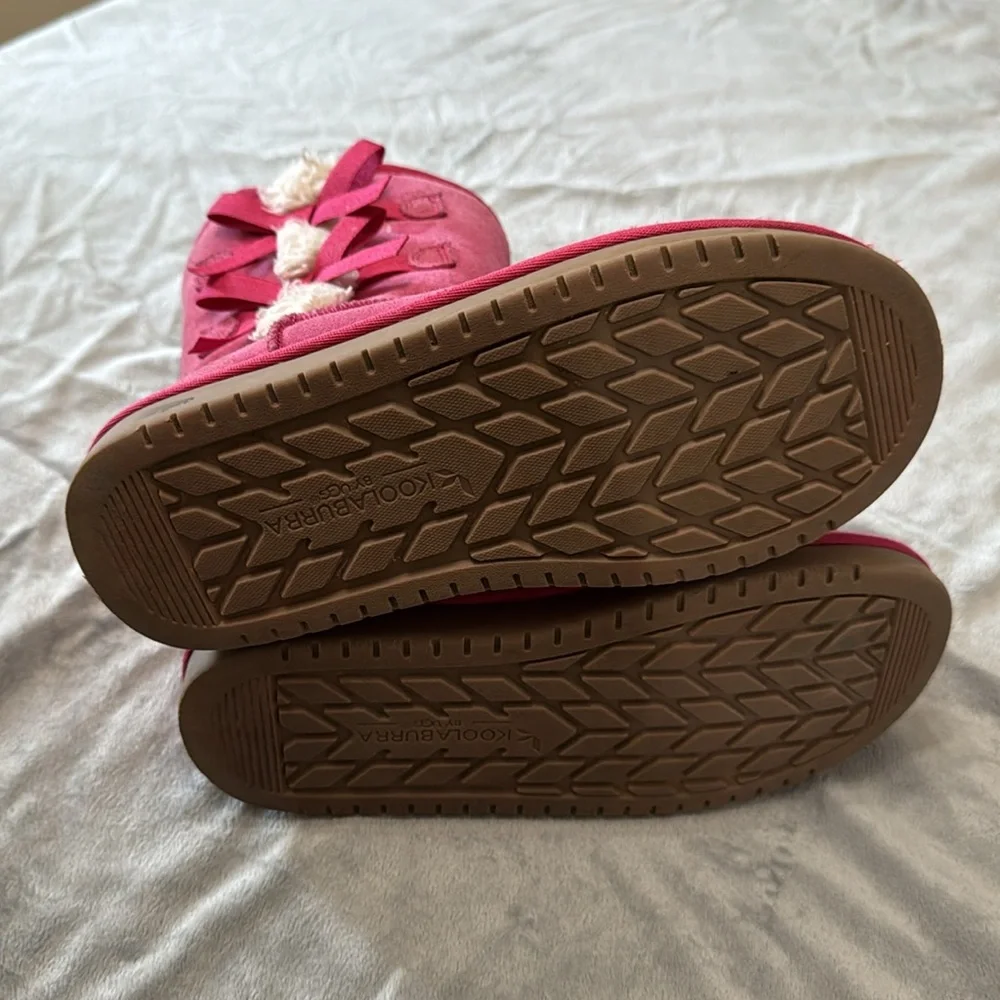 Koolaburra‎ by Ugg Girls 3 Suede Victoria Pink Bows Short Boots Warm Winter Kids